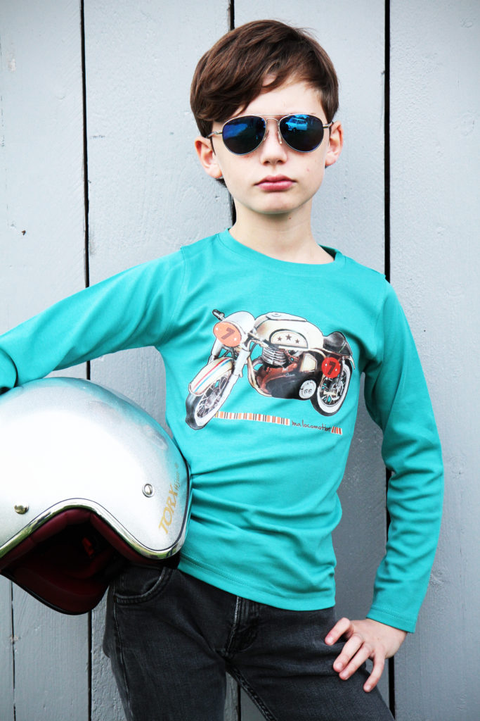 Tee shirt moto vintage vert céladon Ma Locomotion