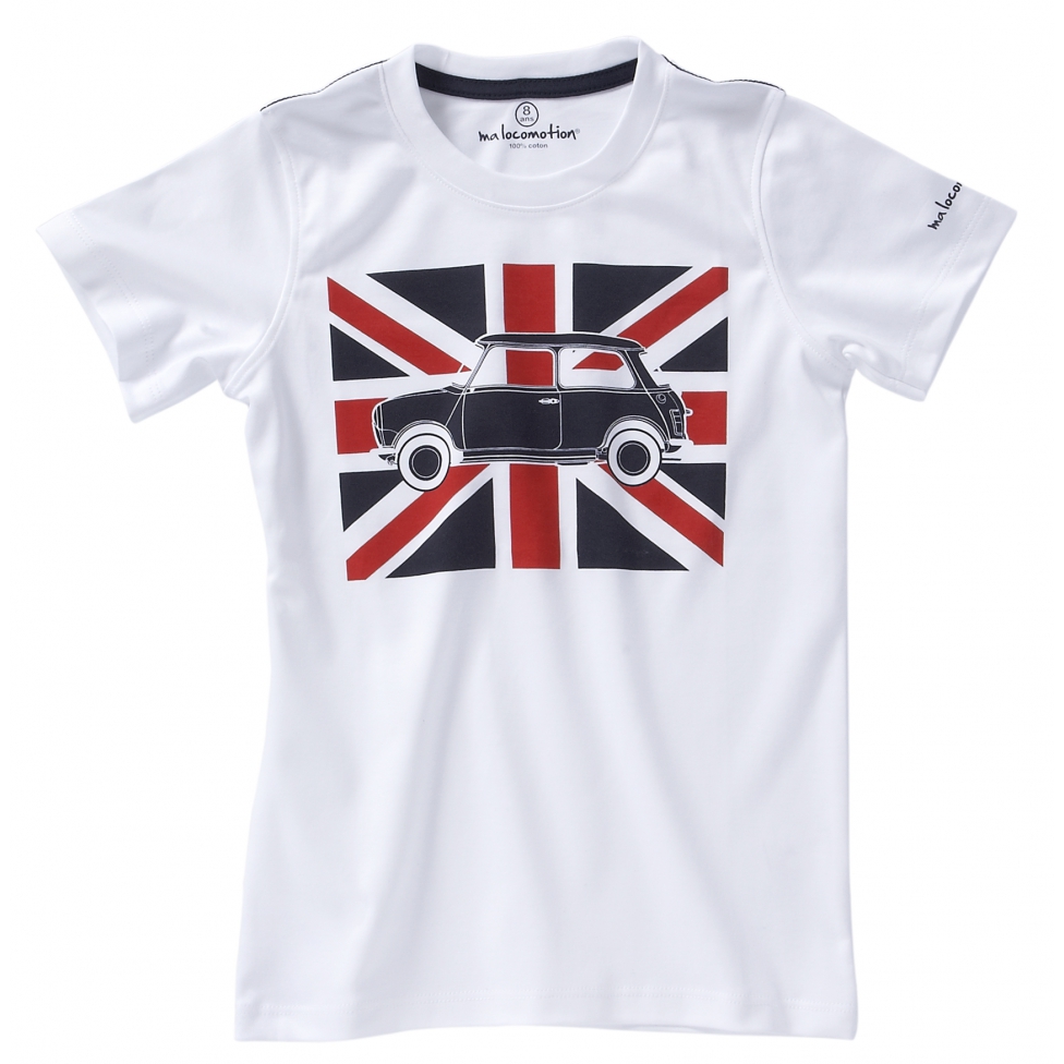  T-shirt Austin Mini drapeau anglais manches courtes - blanc