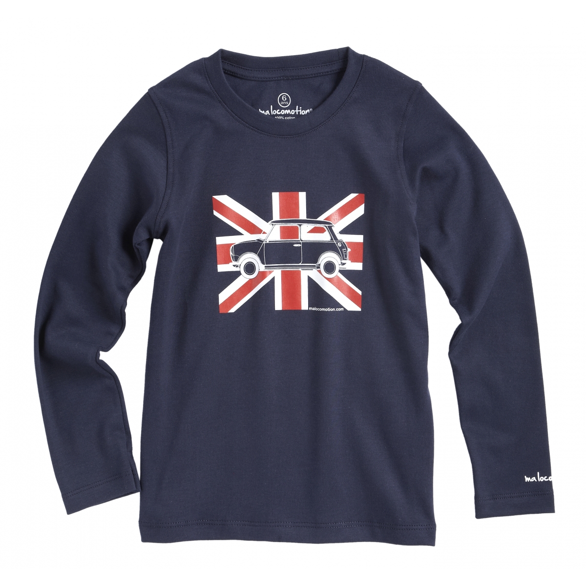 T-shirt Austin Mini Union Jack Marine pour enfants - manches longues