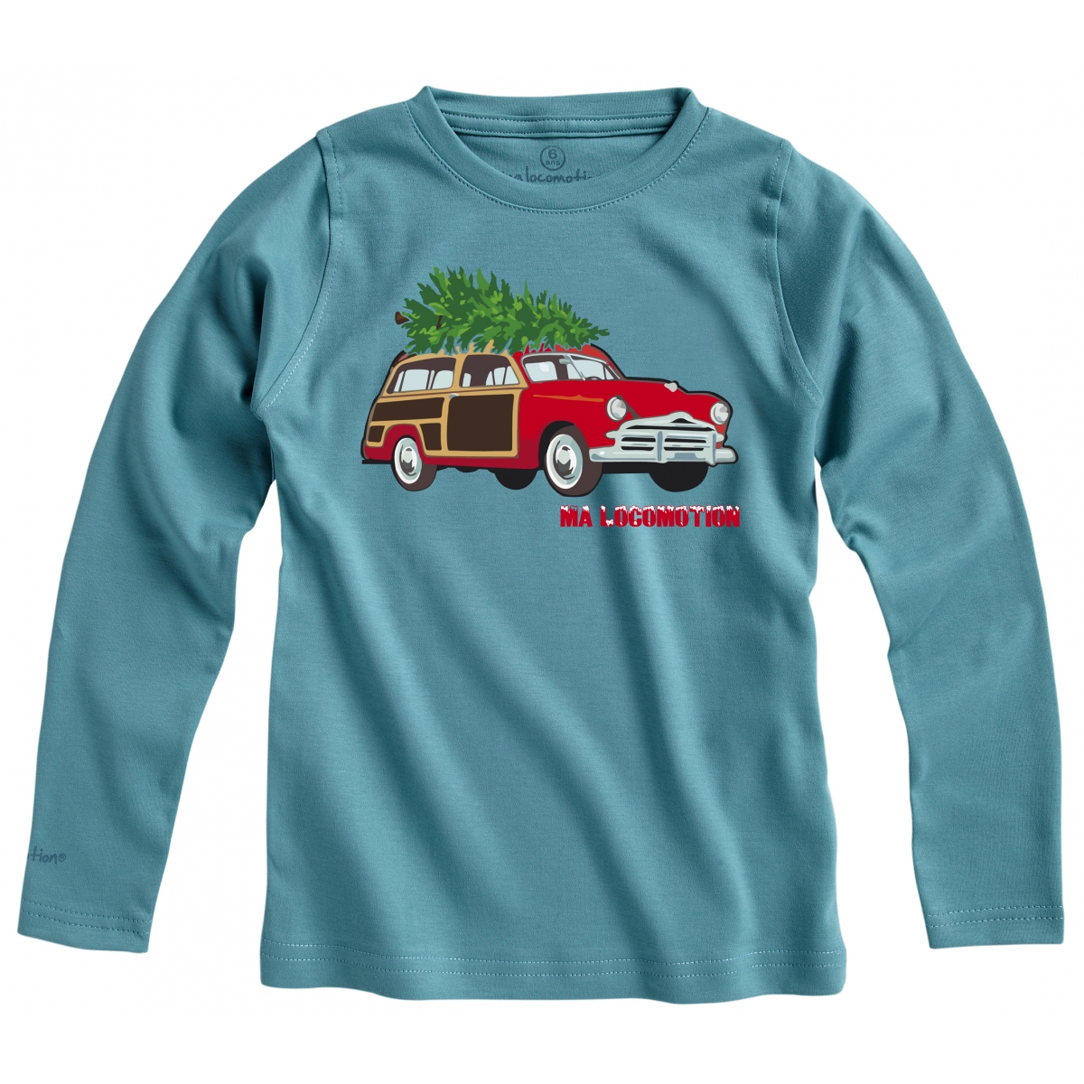 T-shirt voiture de Noël - vert céladon