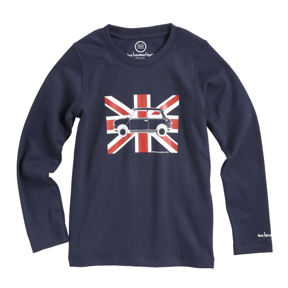  T-shirt blanc Austin Mini drapeau anglais 