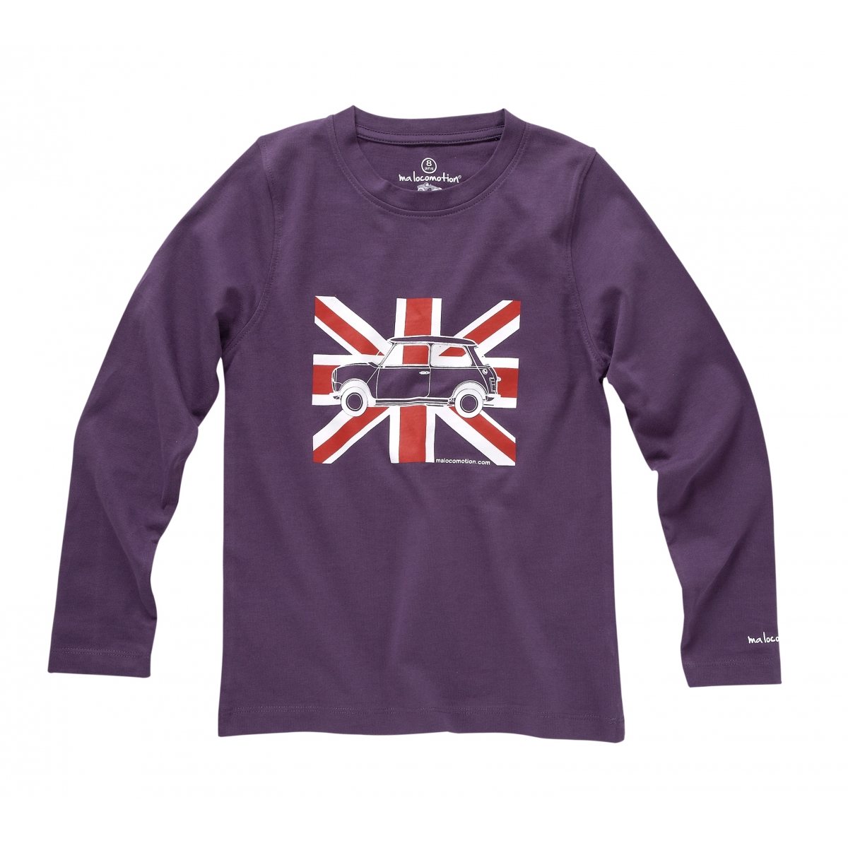 T-shirt Austin Mini drapeau anglais violet pour enfants - manches longues