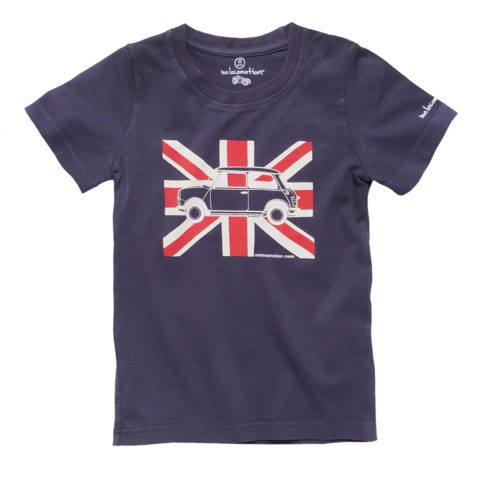 T-shirt Austin Mini drapeau anglais marine à manches courtes