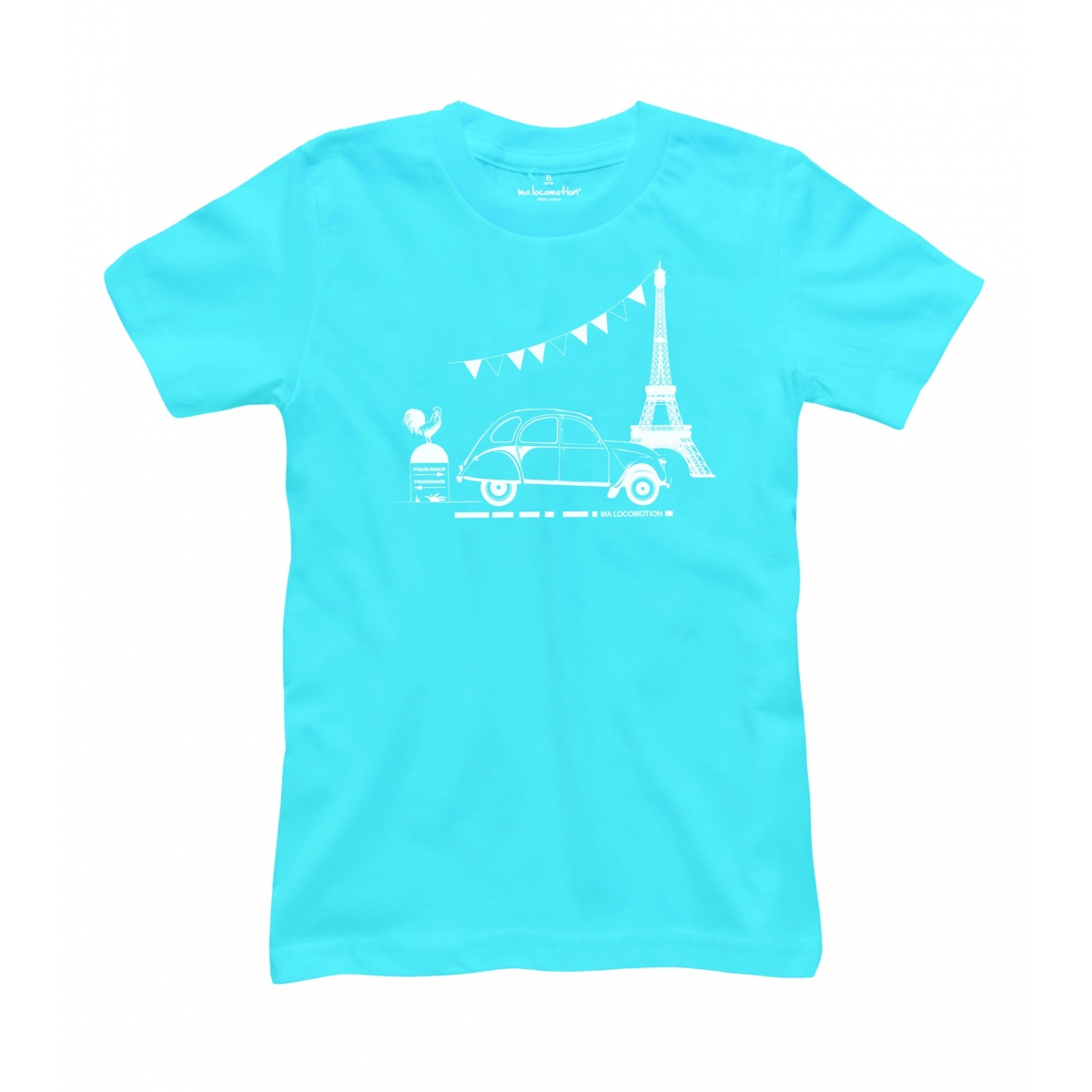T-shirt 2CV Paris Tour Eiffel Neon