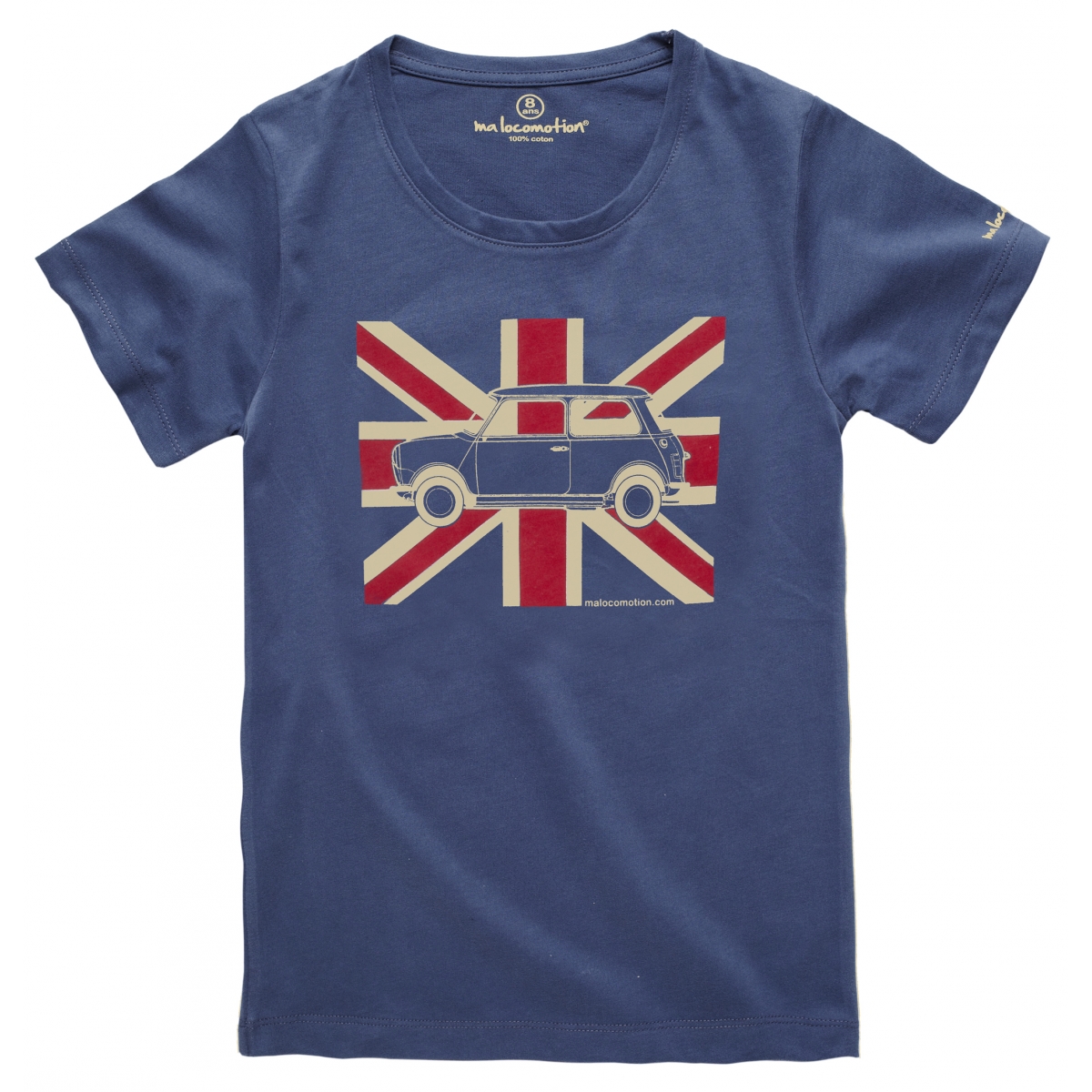 T-shirt Austin Mini drapeau anglais bleu grisé